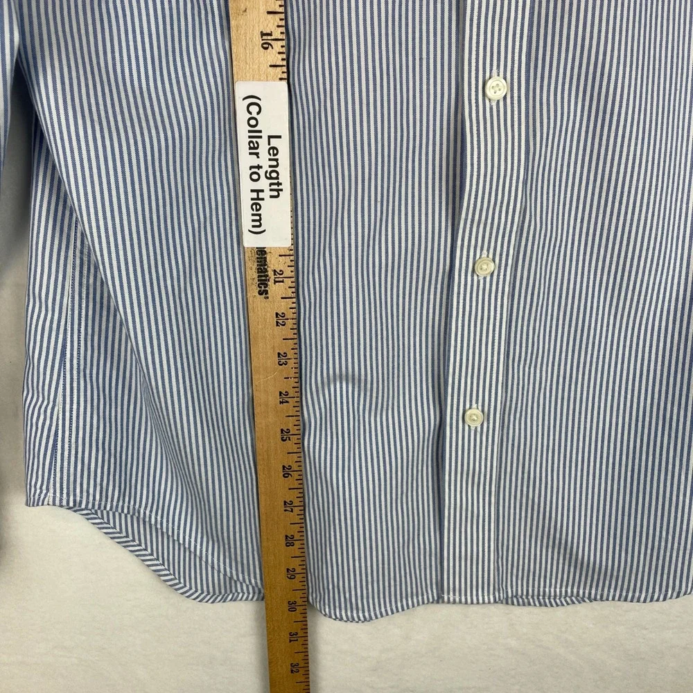 Banana Republic Mens L Blue White Striped‎ Button Down Shirt Long Sleeve Cotton